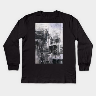 Black and White Abstract painting Kids Long Sleeve T-Shirt